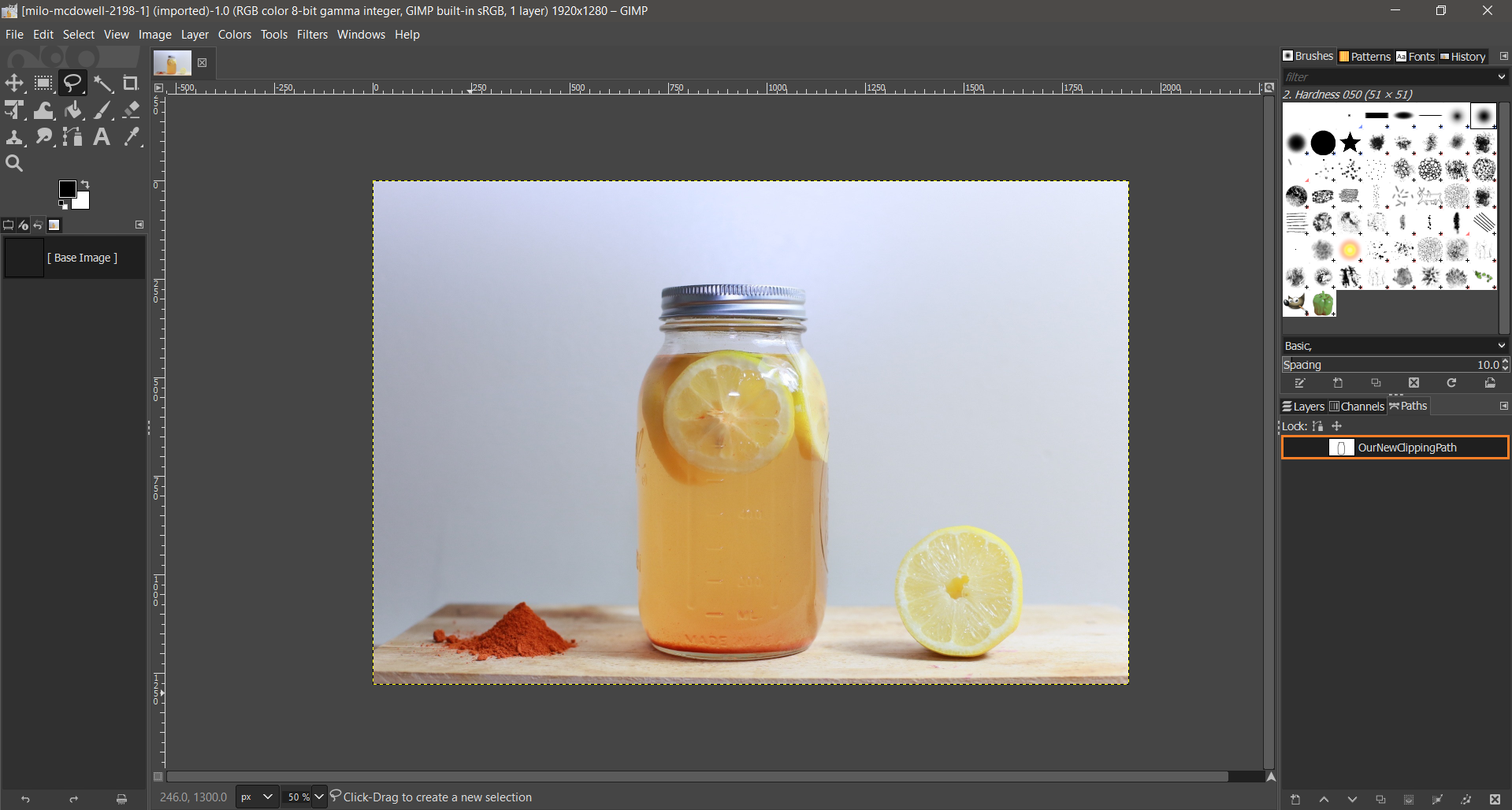 gimp.png で開いた tiff のクリッピング パスの元のレンディション